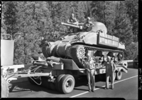 30 ton tank en route to Tuolumne Meadows for tests in high altitude. [M-30 Sherman Tank]