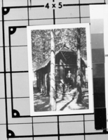 Yosemite Lodge cabin - single wood cabin with bath and without sleeping porch #316. Photo donated by Audrey Harris. See also Y.N.P. Co. binders - 1923.