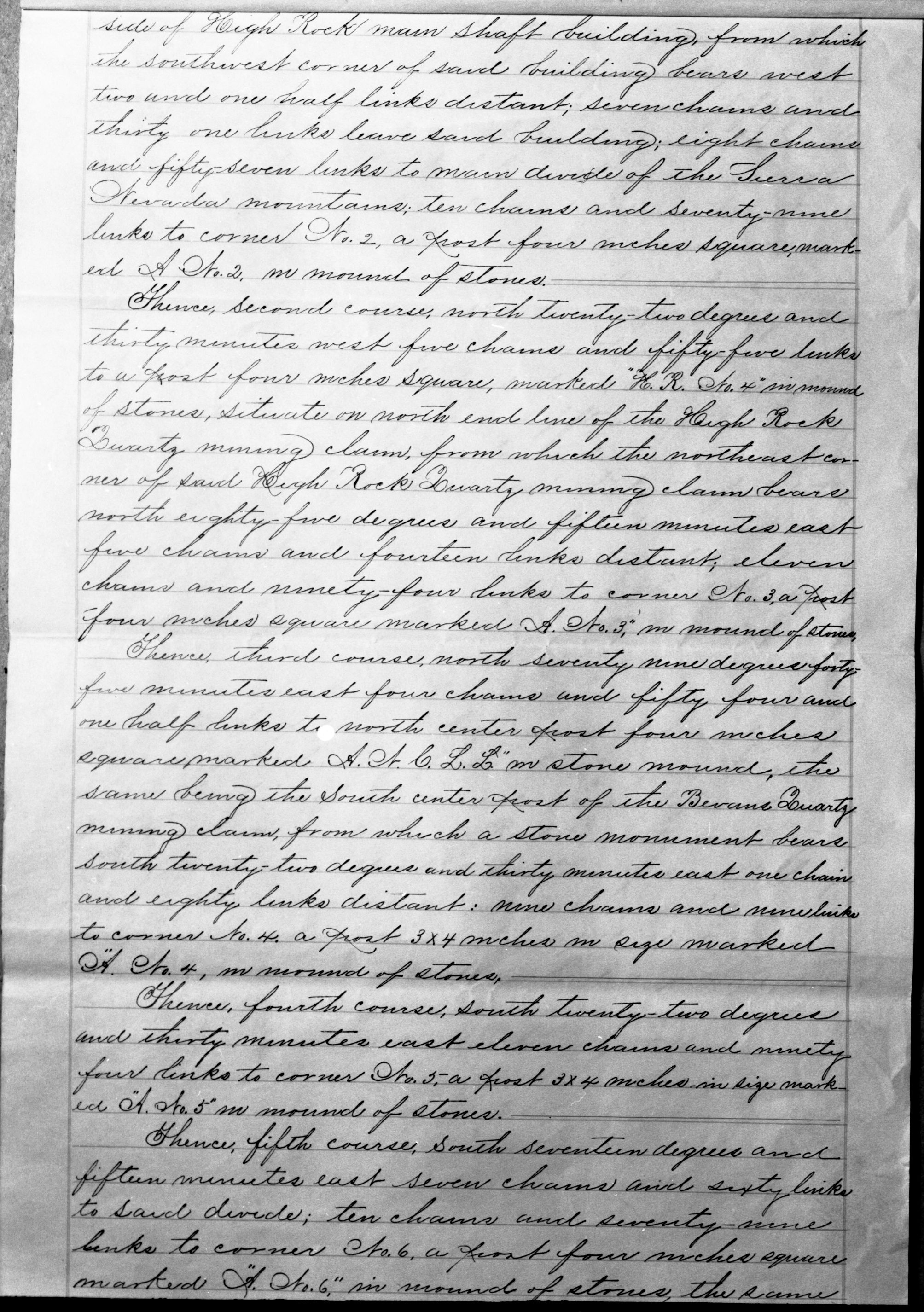 Document pertaining to the Tioga Mines. Originals in the Yosemite collection. See also RL-13,130-13,145