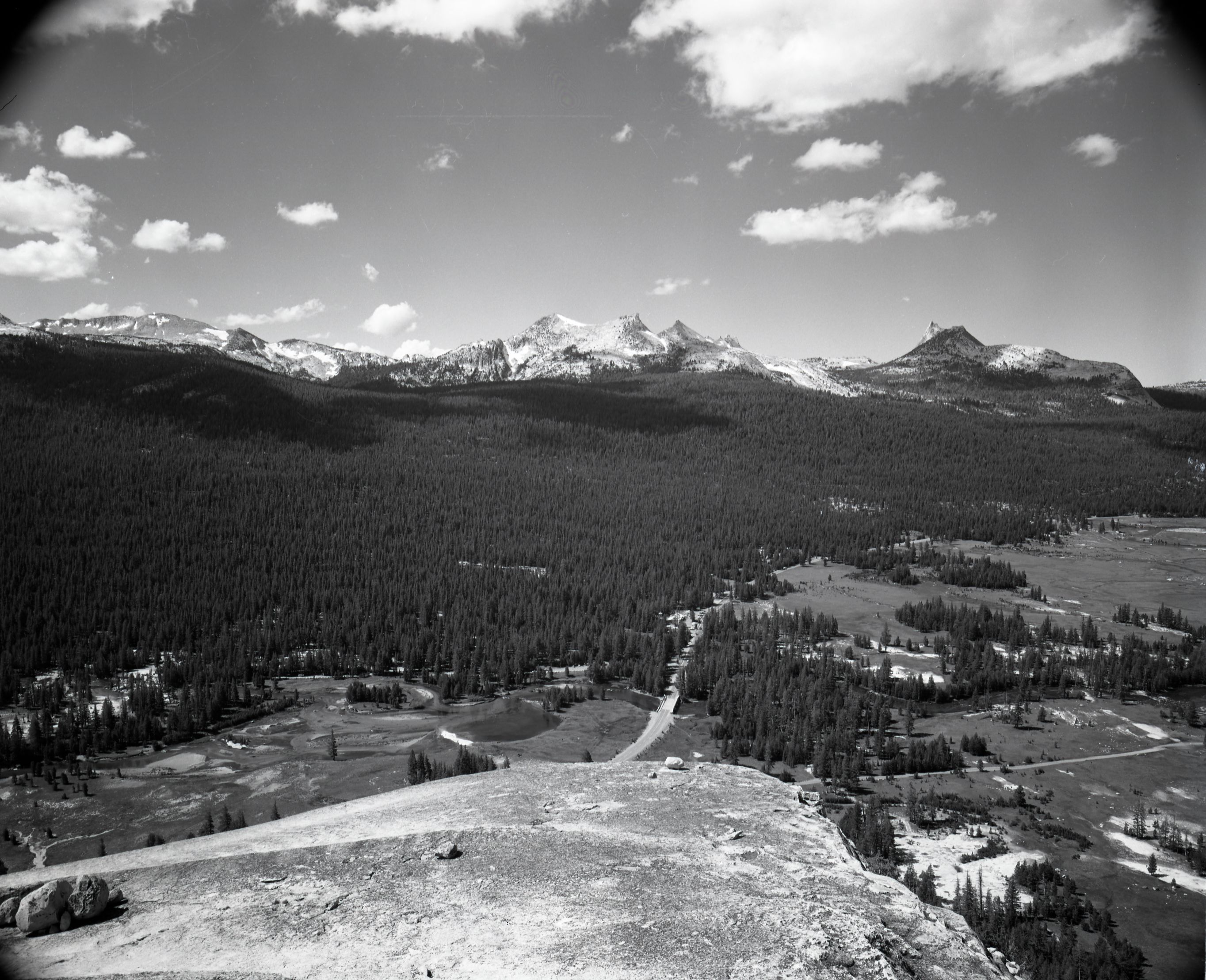 Wide angle view of Cathedral Range from Lembert Dome.