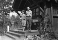 Mr. and Mrs. Charles McNally - rangers. (Eva Cora McNally). Tuolumne Meadows Ranger Station