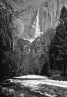 Yosemite Fall after cold night, following unusually heavy winter rains.