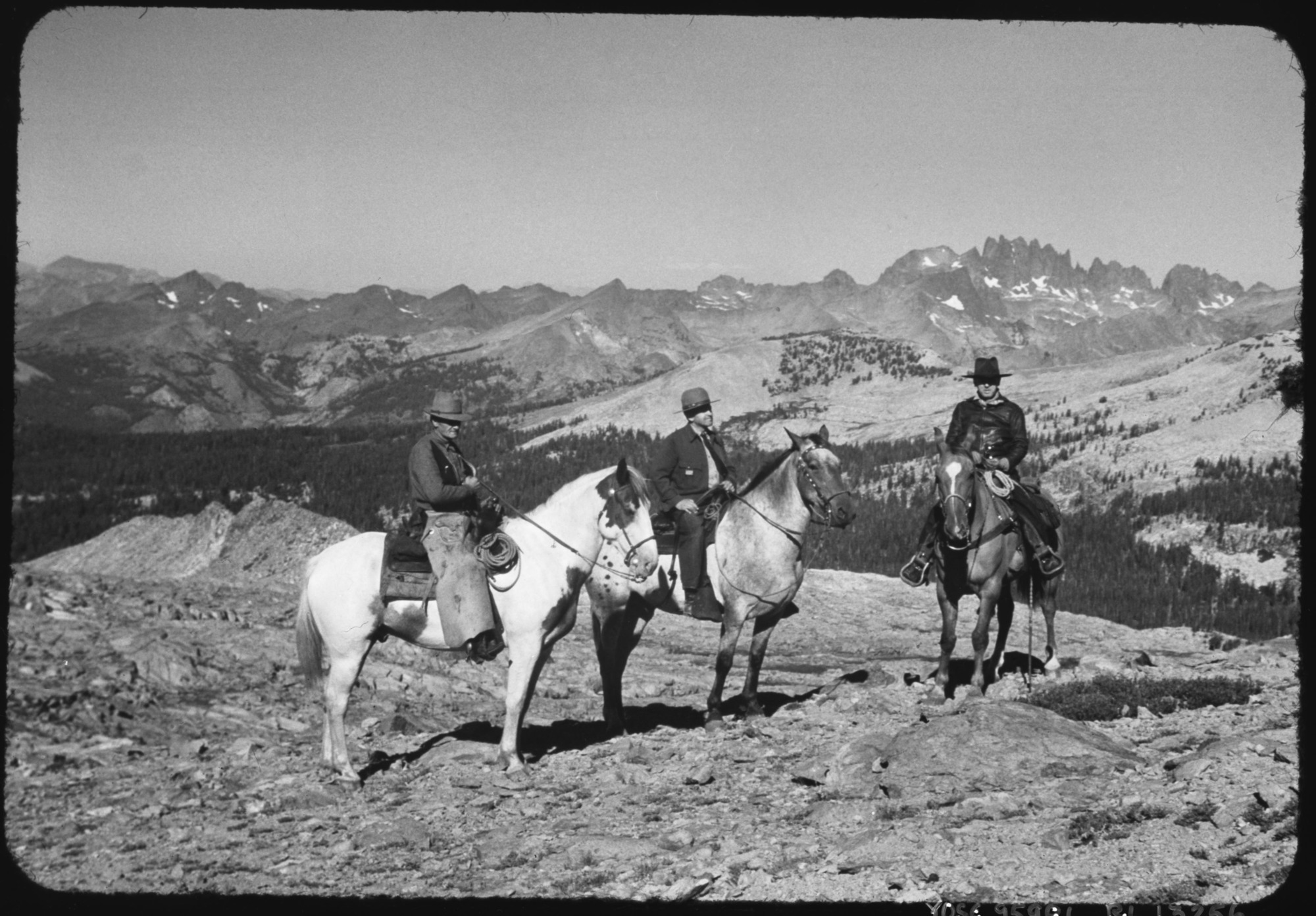 Dr. Moyle, Frank Kittredge & Newt Phillips at Red Peak Pass looking over the Minarets.