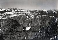 Falls and ice cone from Sentinel. Walker party may have traversed the area right to left behind the falls.