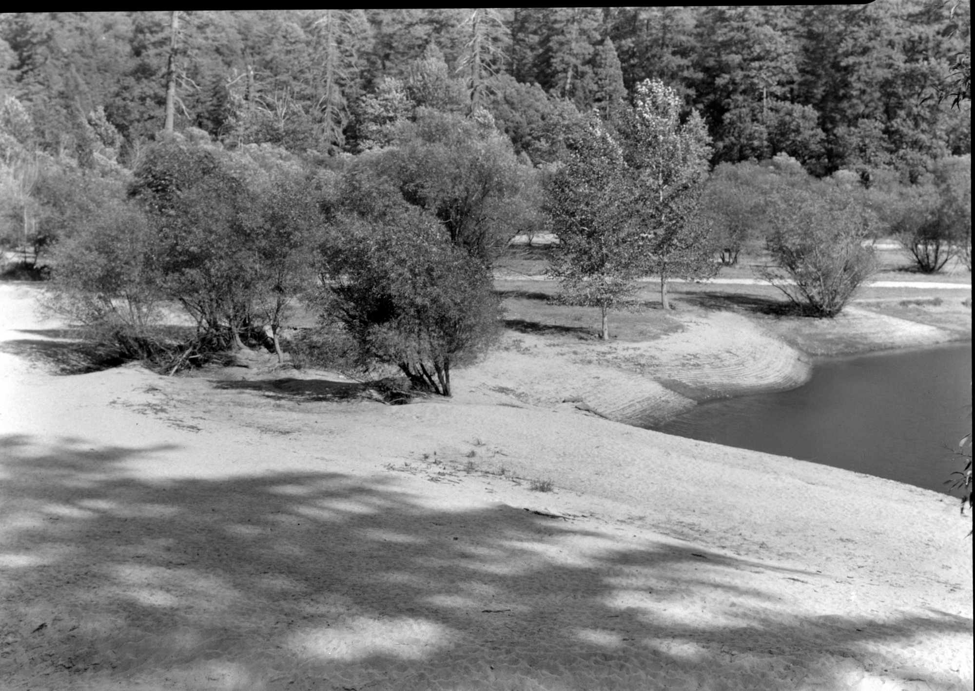 Looking across head of lake showing sand bars.