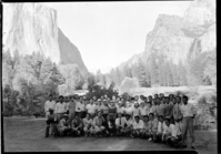 Japanese Swimming Team "Japanese delegation to Olympiad - visited Yosemite & gave swimming exhibitions at Camp Curry pool."