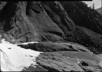 Engineers establishing points around base of Yosemite Fall.