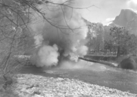 Blasting ice Jamb in Yosemite Creek; Copy Neg: Leroy Radanovich, Septembet 1996