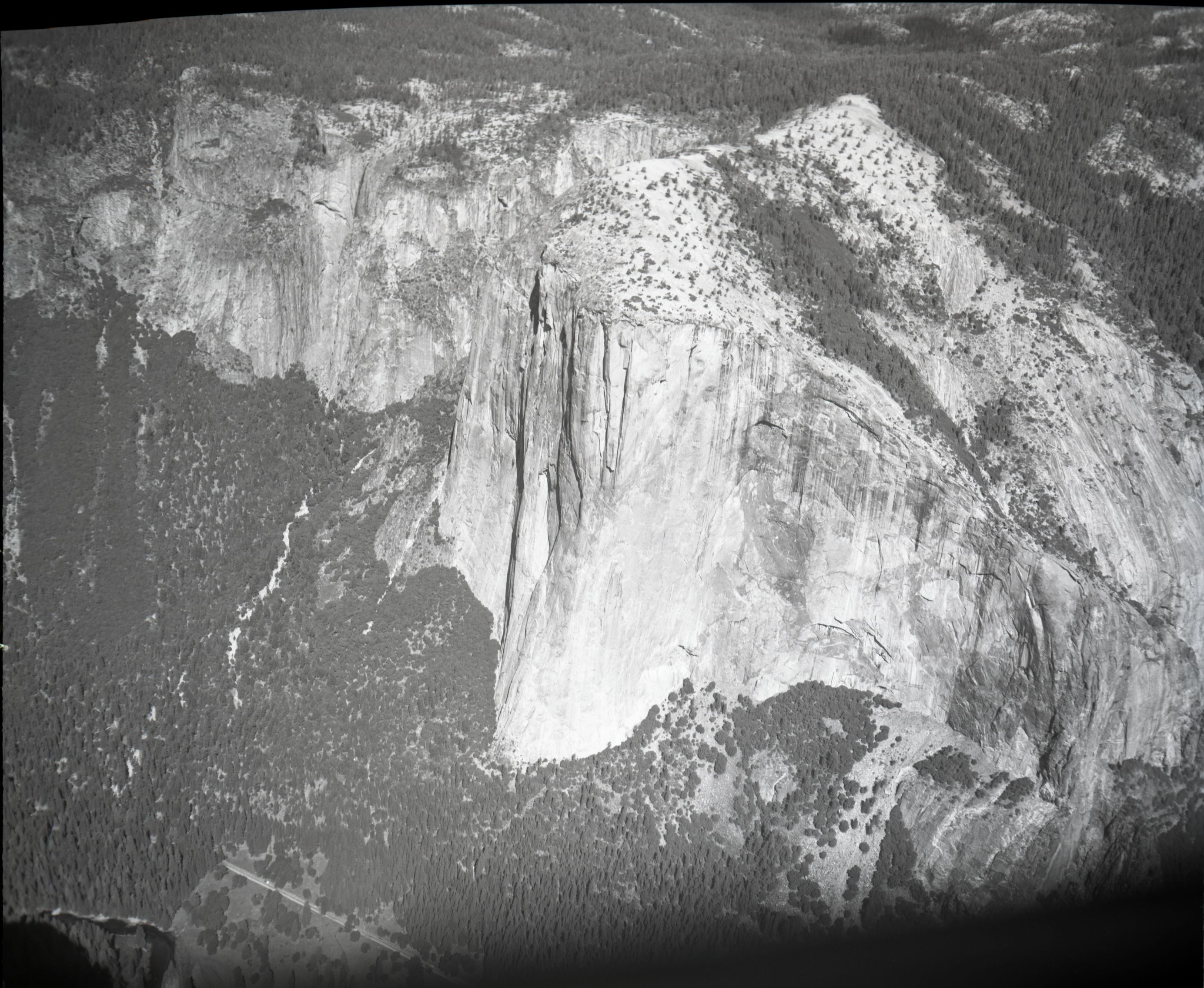 Aerial photograph of El Capitan from flight over park.