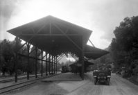 Stage leaving El Portal train depot. - 1927