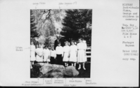 ON CROSS REFERENCE CARD: HISTORY; Special Events; Memorial Services; Galen Clark's Funeral; RL-14,385 & RL-2567. Writing on photocard identifies individuals in the photograph