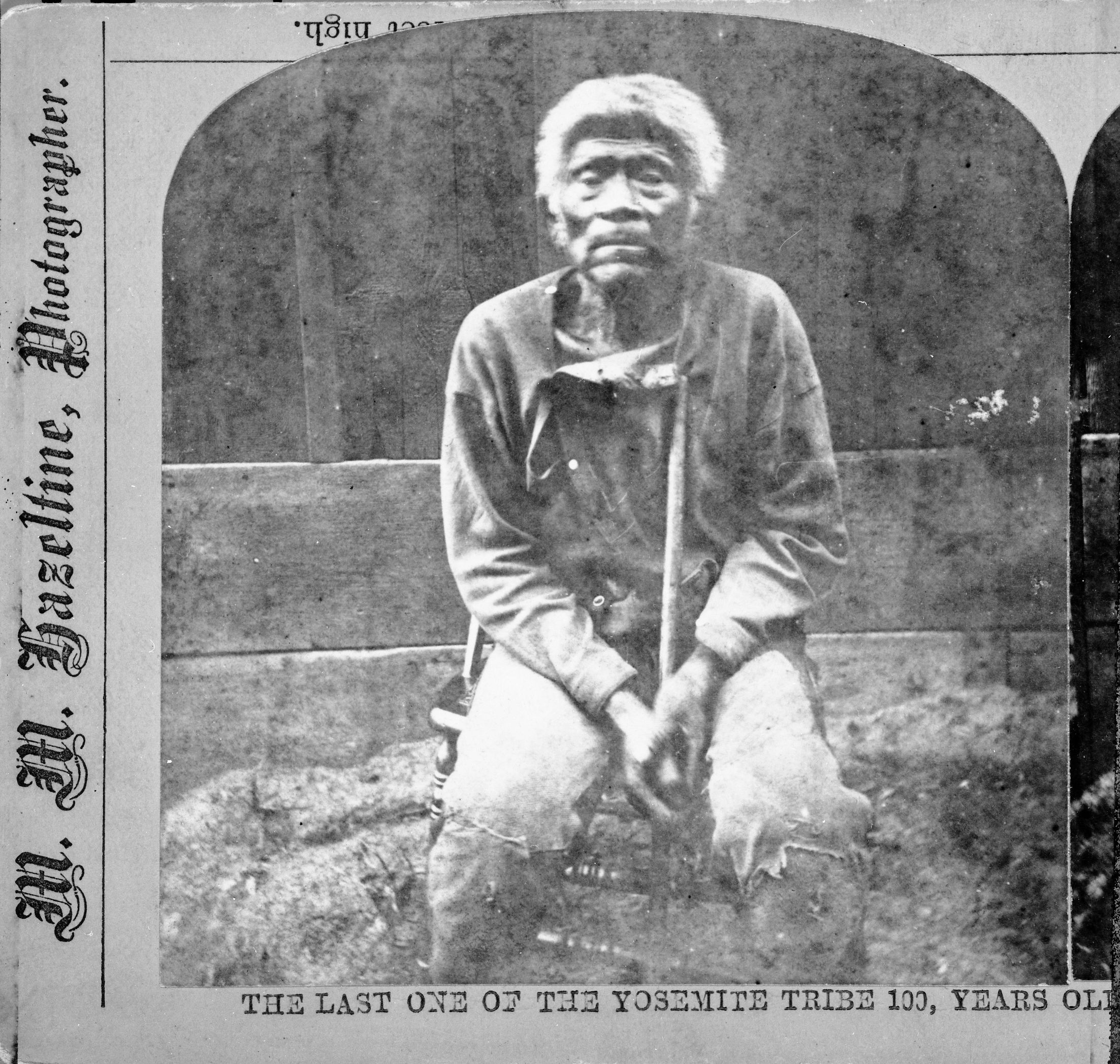 Old Yosemite man. YNP Collections, Cat. #5607. Full stereo RL-14,143. Hazeltine stereoptican.