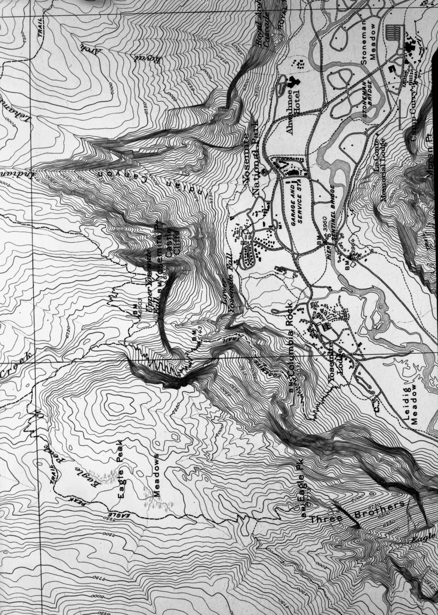 Copy photos of GS map of Yose. Valley showing small section around Gov't Center.