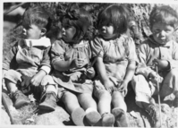 L to R: Kenneth Parker (Lucy's grandson); Norma Jean Johnson, "Little" Helen Hogan, & Clarence Parker. Original print in the YNP Collection.