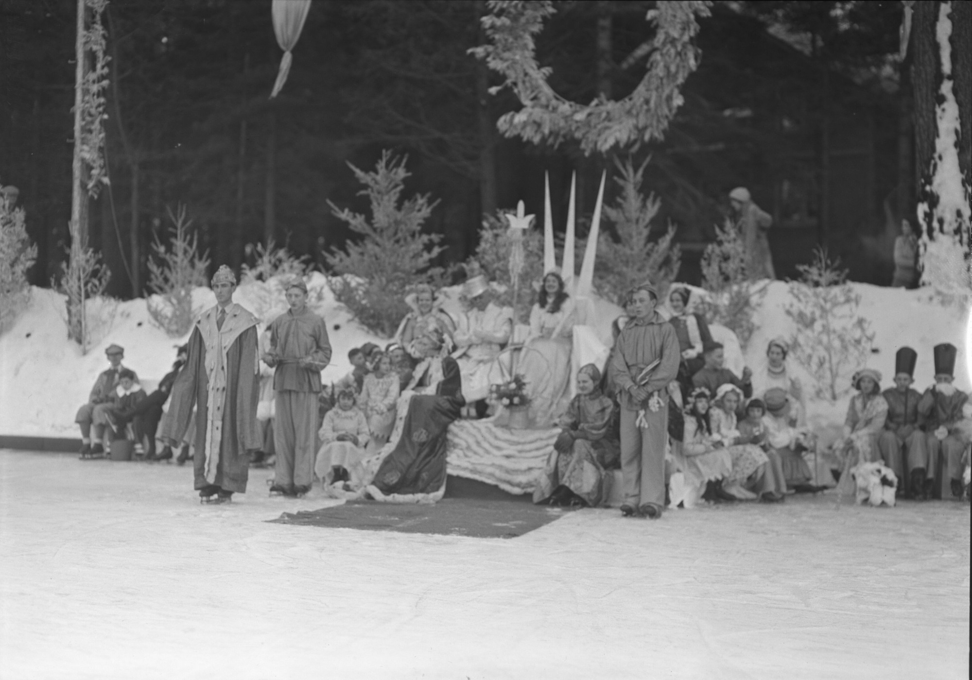 Gov. Rolph and Winter Queen court scene.