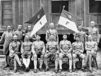NCO Troop F 3rd Cavalry, Camp Stosenbert, Phillipine Islands. Photo from the album of Eugene Goodrich who served in the Army in Yosemite from 1896-1897. copied by Ralph H. Anderson, copied 1951