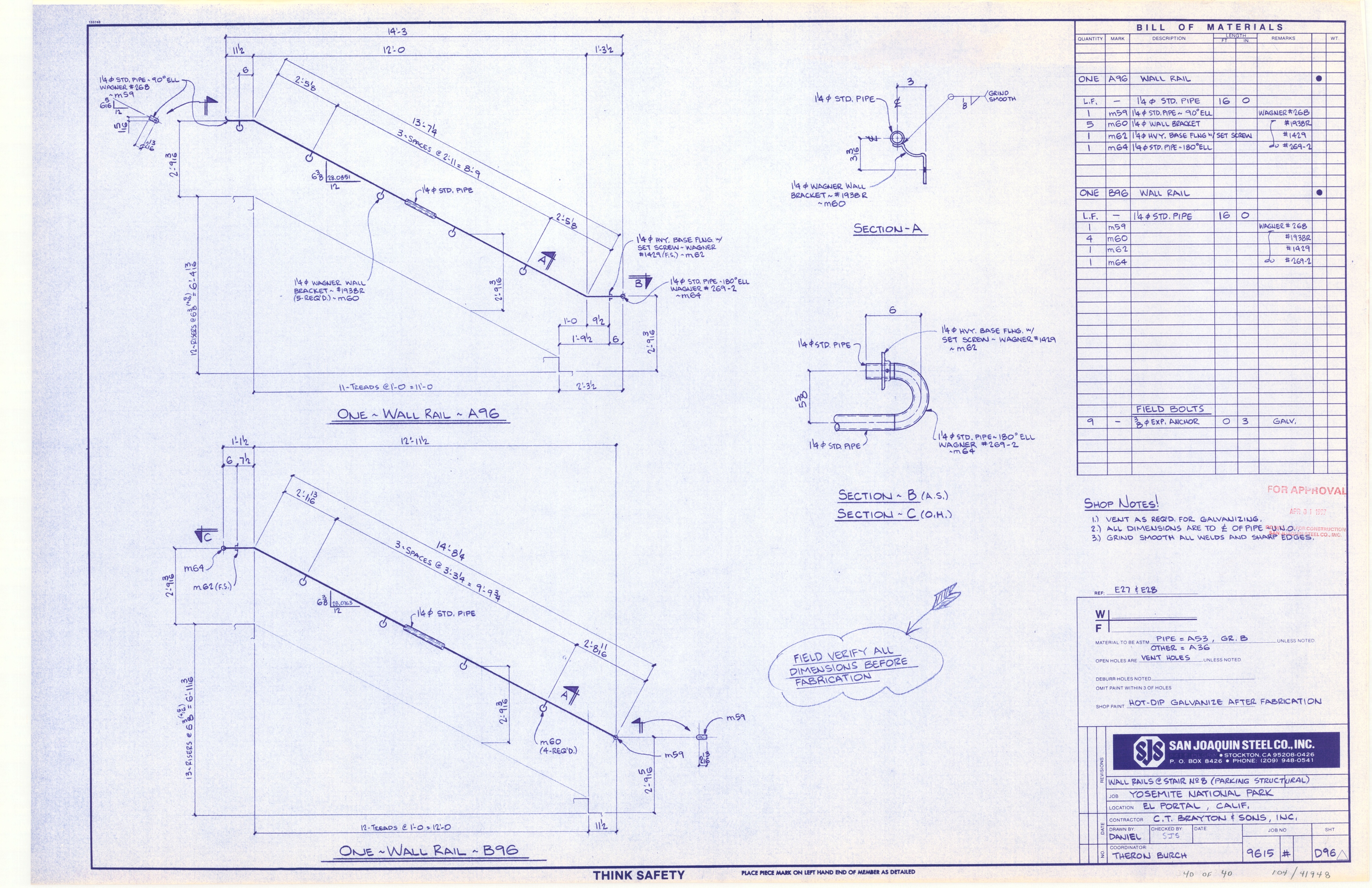 Wall Rails @ Stair No. 8 (Parking Structural) Yosemite National Park