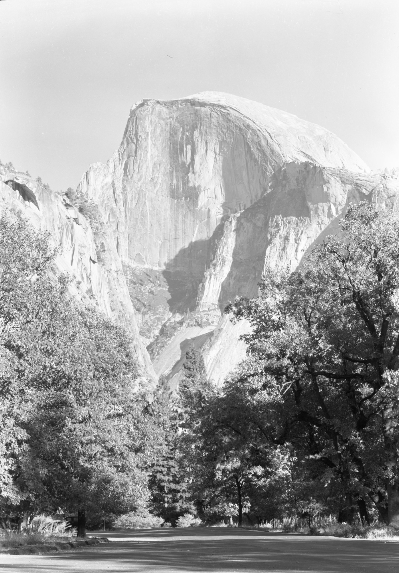 Telephoto of Half Dome showing face contours.