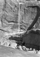 Looking up gorge from near foot of Yosemite Fall.