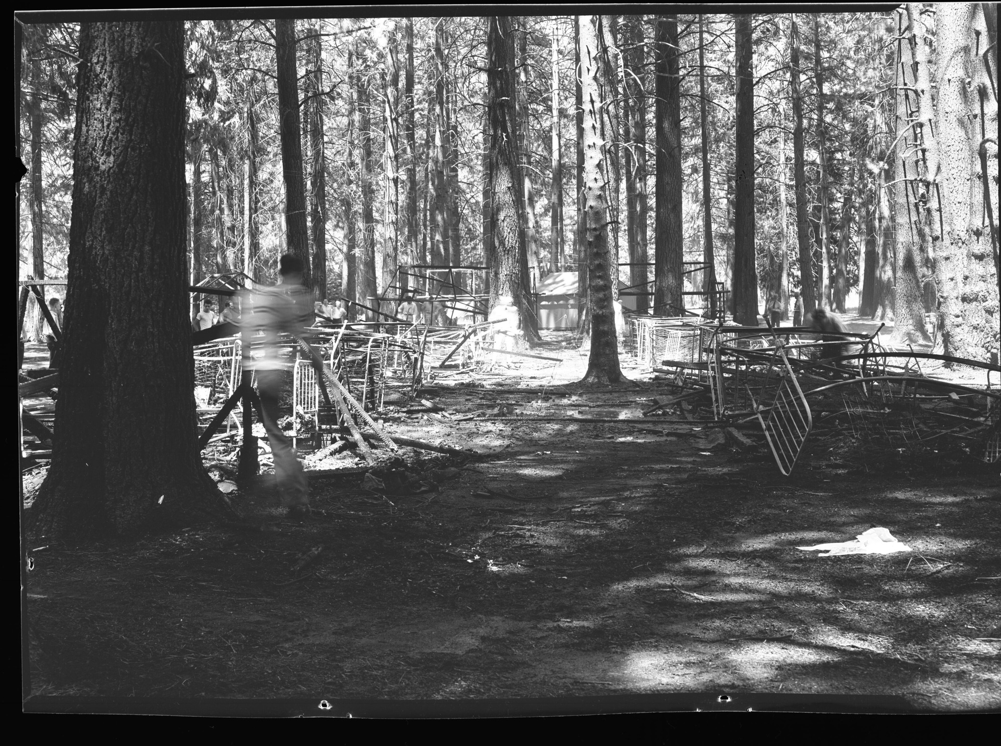 Remains of tents after fire in Camp 6