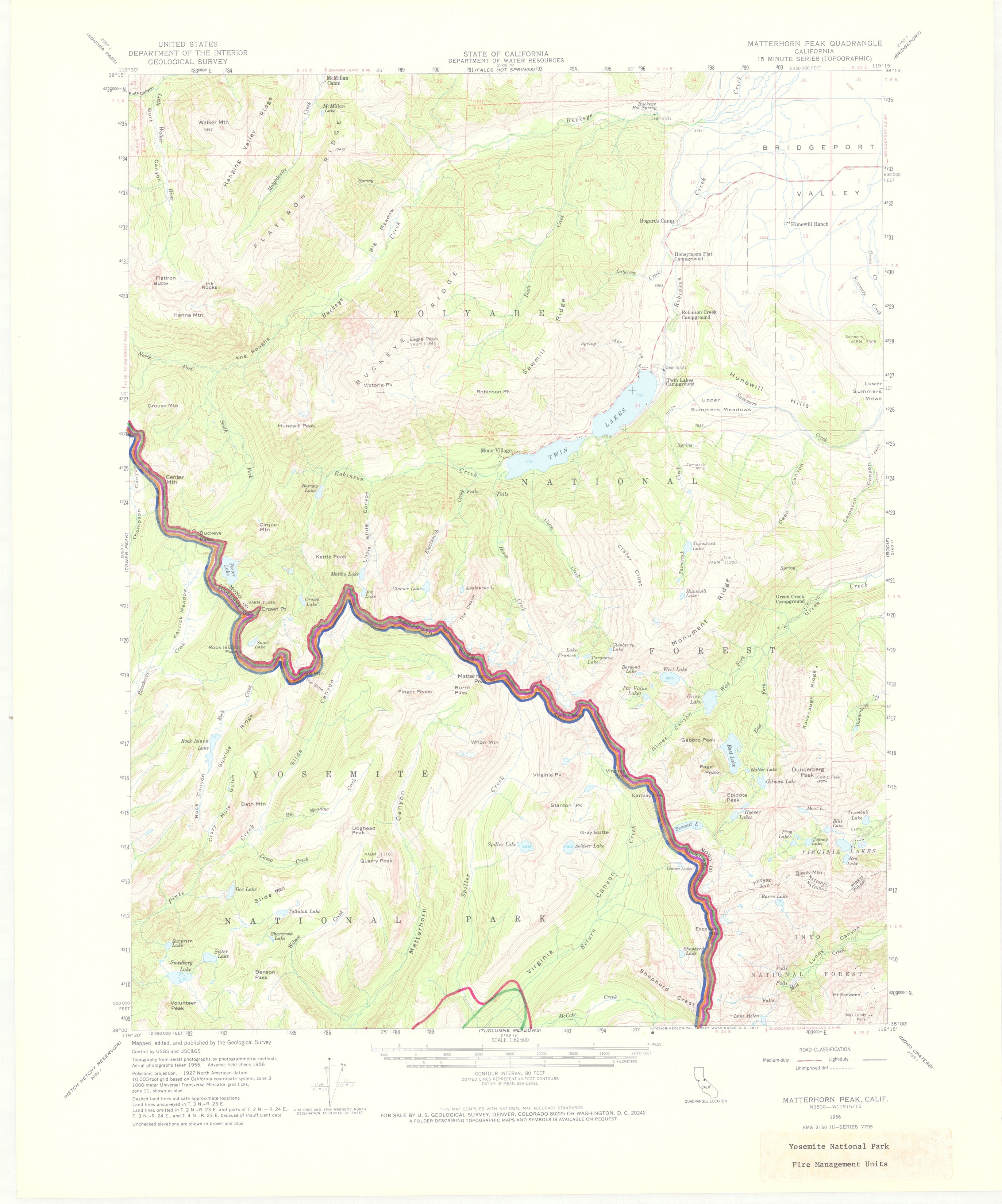 Yosemite National Park Fire Management Units - Matterhorn Peak Quadrangle