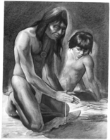 Fire making. Artist - Palik. Copied June 9, 1937 by Orr.