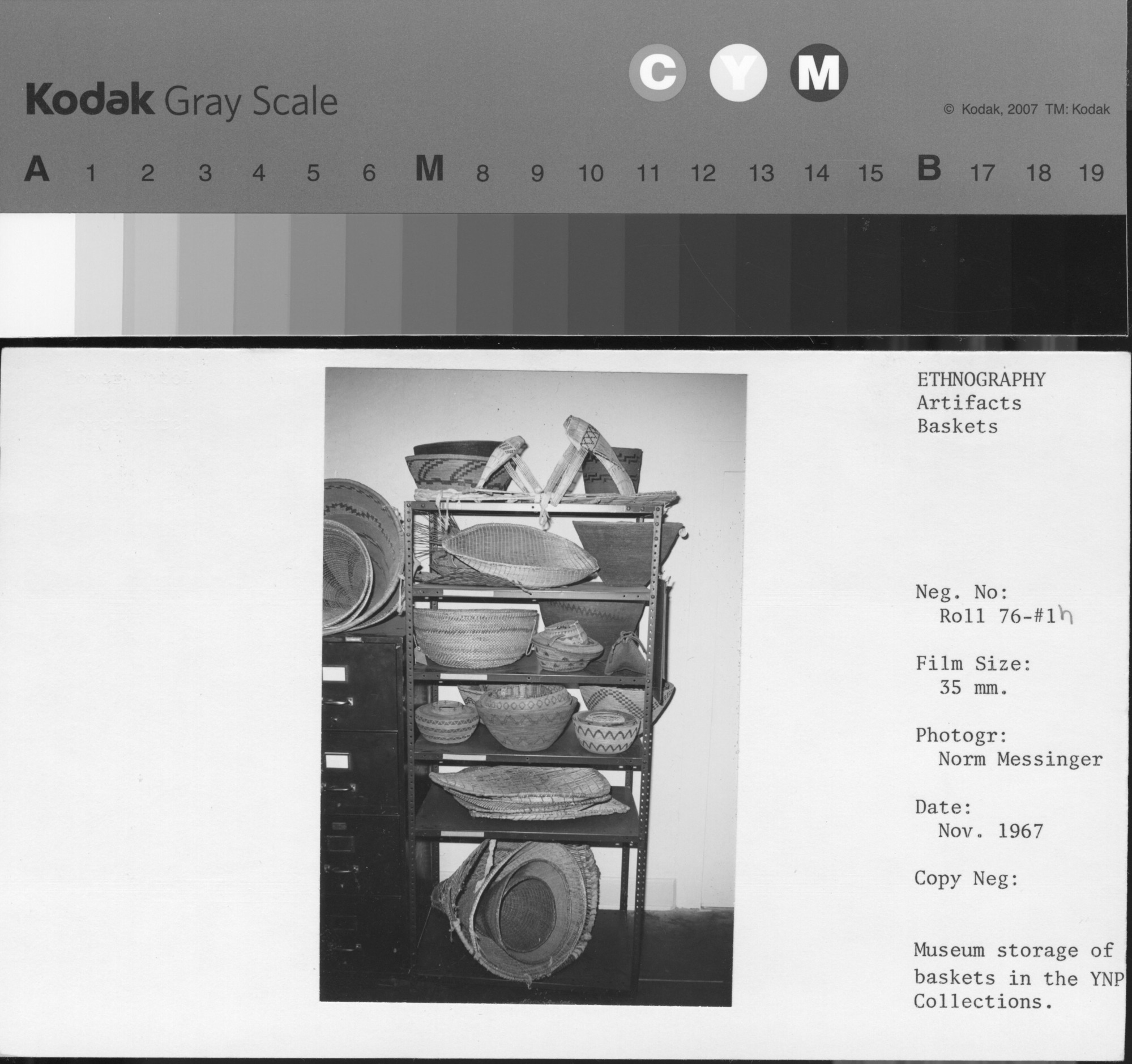 Museum storage of baskets in the YNP collection.