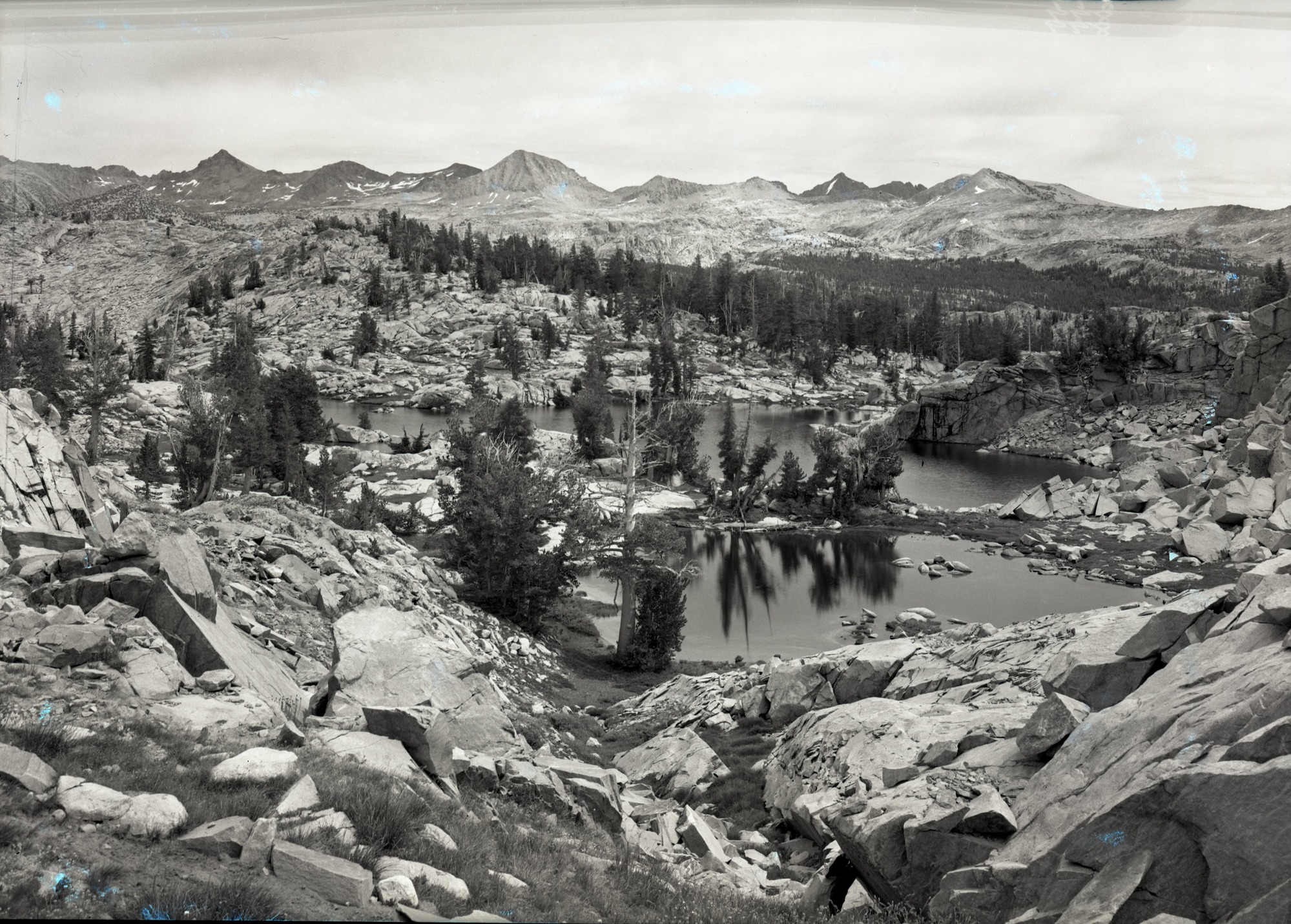 Lakes along Mt. Clark Range trail. Lyell-McClure group in distance.