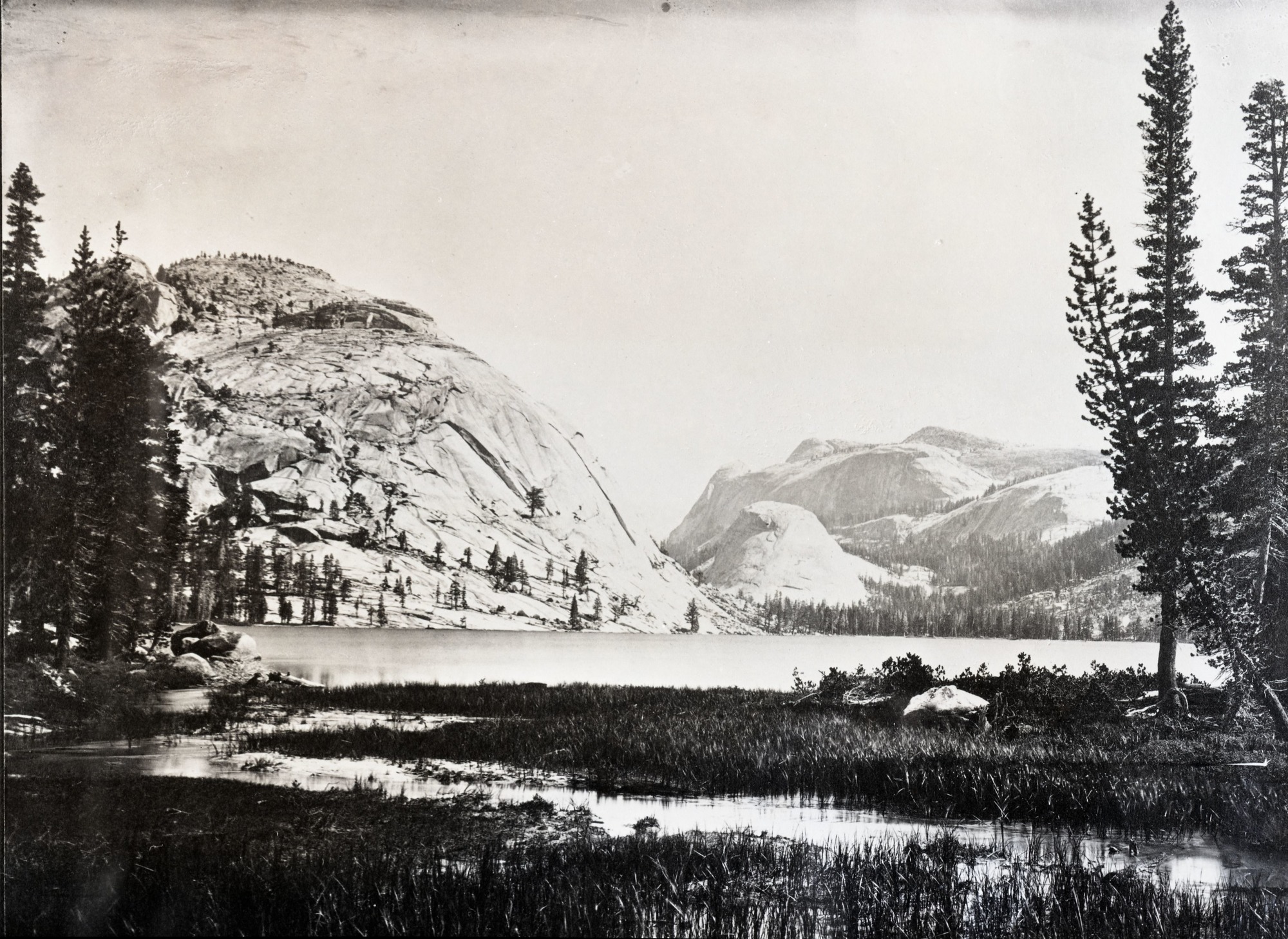 Copy negative of Watkins (?). View of Tenaya Lake. Copied from originals loaned by Francis P. Farquhar.