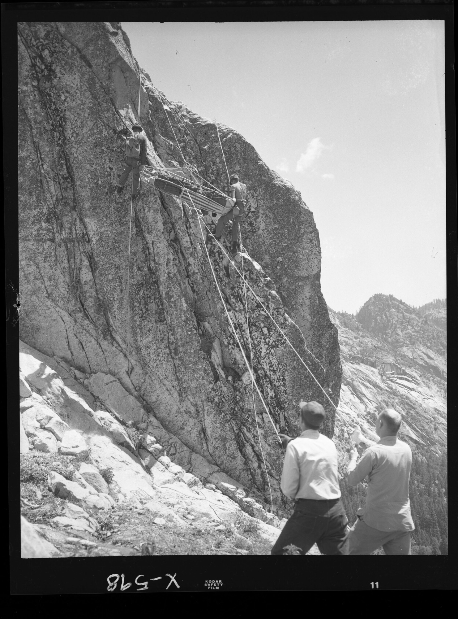Camp 7 Amphitheatre construction of backscreen projector (illustrating process of construction)
