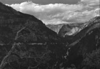 View up Yosemite Valley from Big Oak Flat Road.