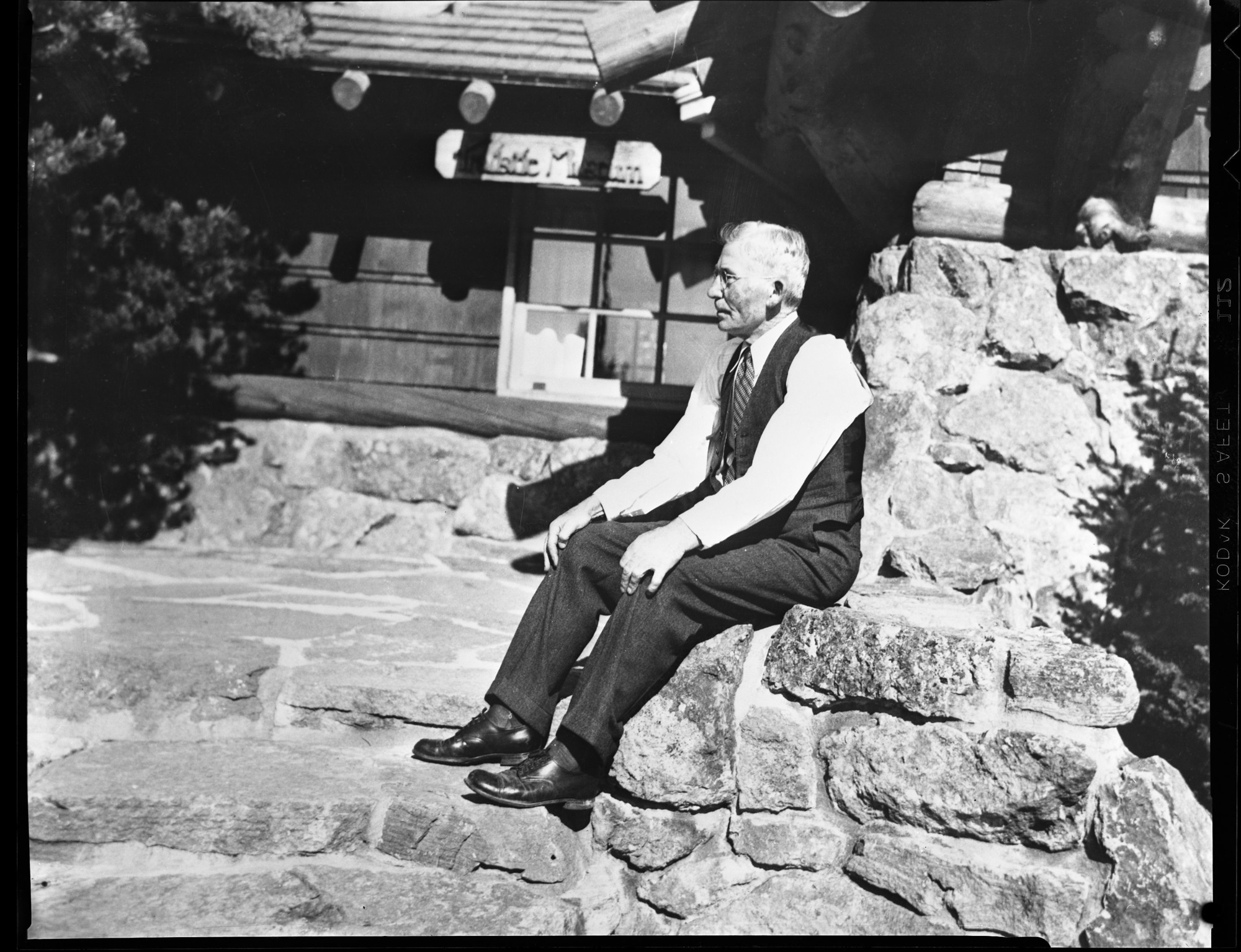 Taken at Madison Museum, Madison Junction, Yellowstone. As he died the following year, probably last photo taken of him.