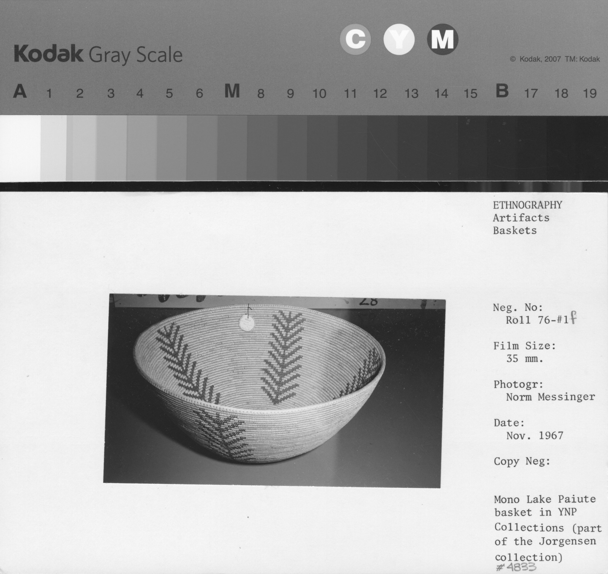 Mono Lake Paiute basket in the YNP Collections (part of the Jorgensen collection). #4833