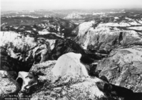 Yosemite Canyon, from Half Dome looking west. (07-74-F-15) (12 - 15-31-11; 15 a.m) (12-11,000); Requested by Moffett 1/24/40 for research purposes; Photocopied by Schwenk 1/26/40; From order 2419