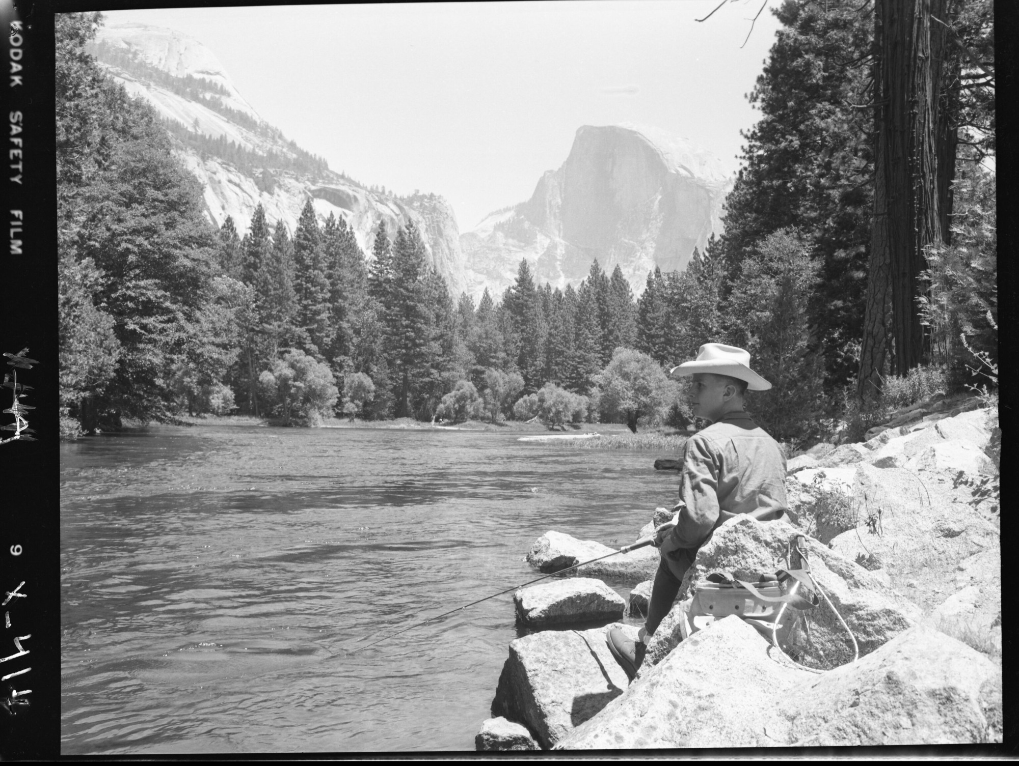 Young fisherman (Wyatt Kowski) trying his luck in Yosemite Valley.