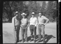 Sec. of the Interior Douglas McKay's visit to the park and his trip to the High Sierra Camps. Hill Oehlmann in the far left and John Preston on the far right.