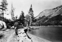 Tenaya Lake Camp (east end of lake built in 1916). Girls Camp-1923. Photo donated by Audrey Harris. See also Yosemite Nat. Park Co. binders - 1923.