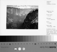 Copy Neg: M. Floyd, 1993. Yosemite Valley floor & El Capitan from Pohono Trail, small point east of Old Inspiration Point.