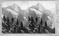 Copy Neg: Leroy Radanovich, October 2001. Stereview. 1248 Tisayack, from Mount Waiya (Pine Mountain). Valley of the Yosemite. Illustrated by Muybridge. Published by Bradley & Rulofson. Note: Pine Mountain was an early name for Mt. Watkins.