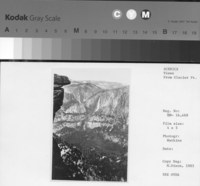 Copy Neg: M. Dixon, 1985; View of the Falls and Valley floor from Glacier Point.