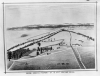 Drawing of Adobe Ranch from the History of Fresno County. Copied at Adobe Ranch.