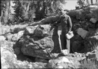 Frank Brockman at Tungsten ore mineral claim near Dorothy Lake