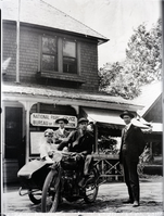 Supt. Lewis in the background. Horace Albright on the right. copied by Phillips