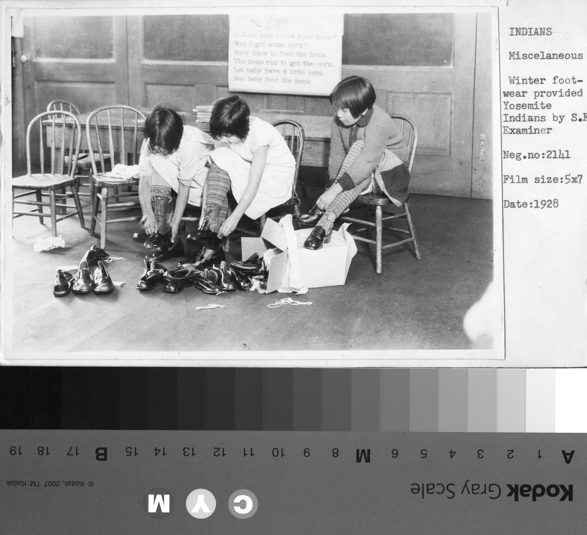 Winter footwear provided Yosemite Native Americans by S. F. Examiner.