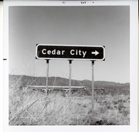 Cedar City' road sign near Kolob Canyon.