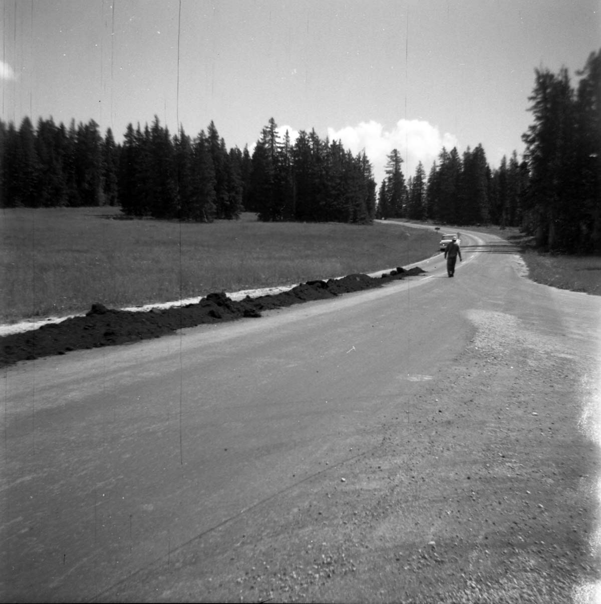 BW Photos of road repairs at Cedar Breaks.