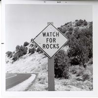 Road sign reading 'Watch for Rocks' in Kolob Canyon.