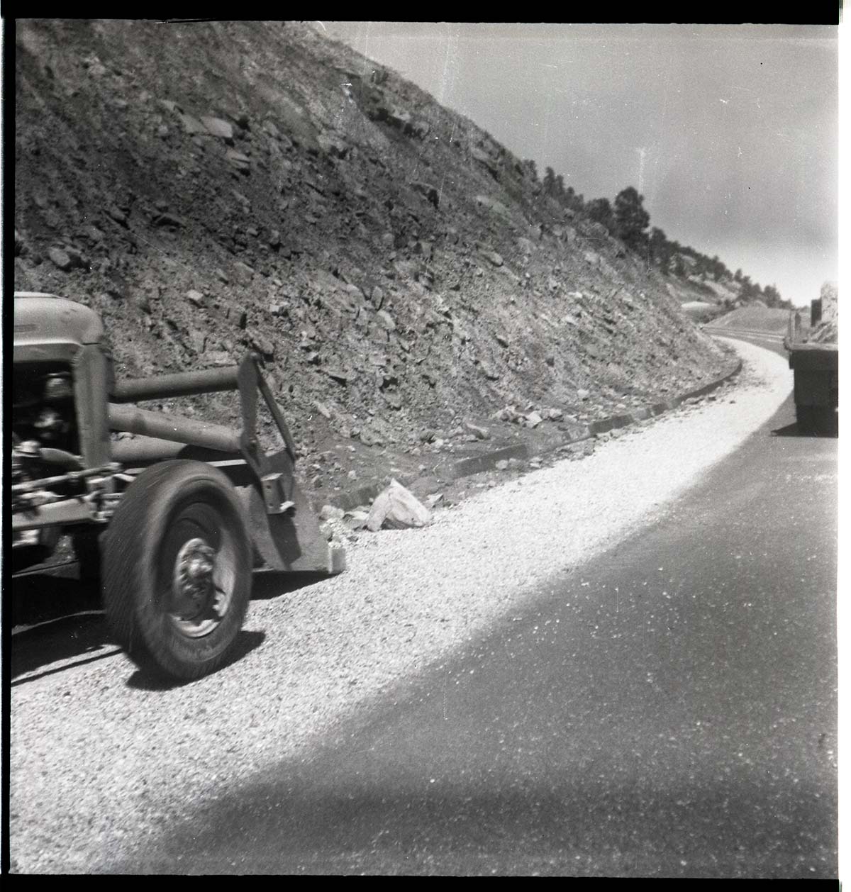 BW photo of rock slide near Echo Rock - 2.5" x 2.5".