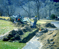 Workers during the Zion Lodge utilities project.