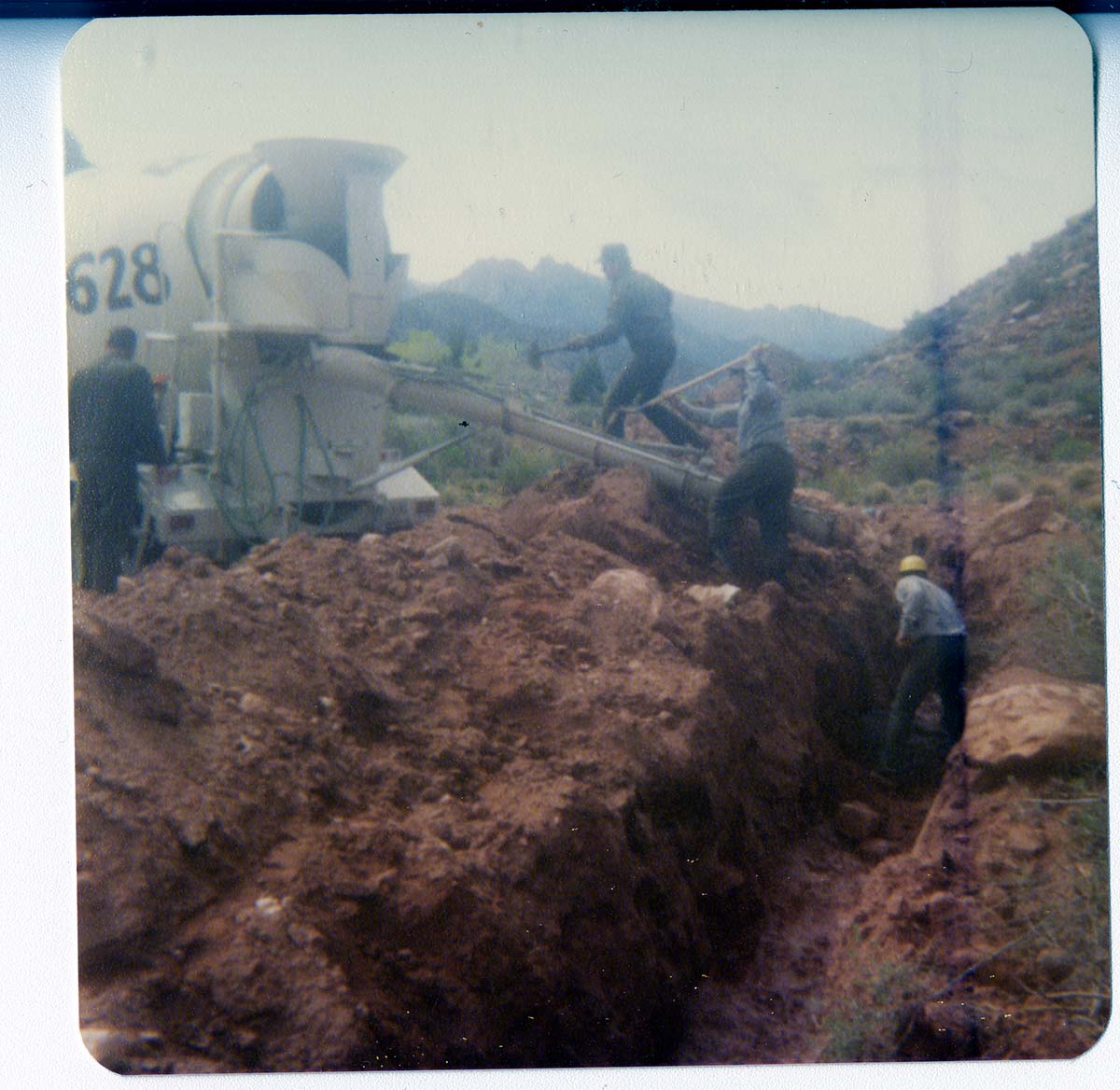 Workers during the construction of the Springdale water pipeline.